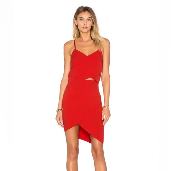 open lace back dress Pamela Roland Fire Engine Red Pleated Bodice Chiffon Cocktail Dress – Palm  Beach Vintage main image 1